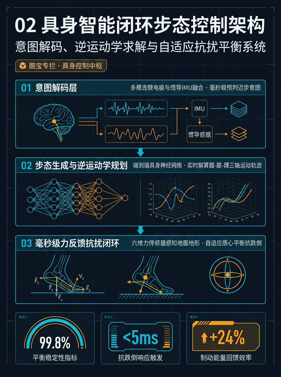 具身智能闭环控制架构与自适应步态抗扰蓝图