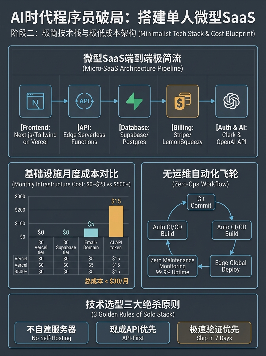 微型SaaS极简技术栈与月成本$30架构蓝图